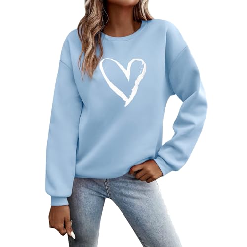 Sunnyuk Pullover Damen Herbst Sale Sweatshirt Ohne Kapuze Briefe Drucken Langarm Rundhals Pulli Winter Frauen Buchstaben Druck Locker Casual Oberteil Sport Streetwear Bluse Tops Kleidung Damen von Sunnyuk