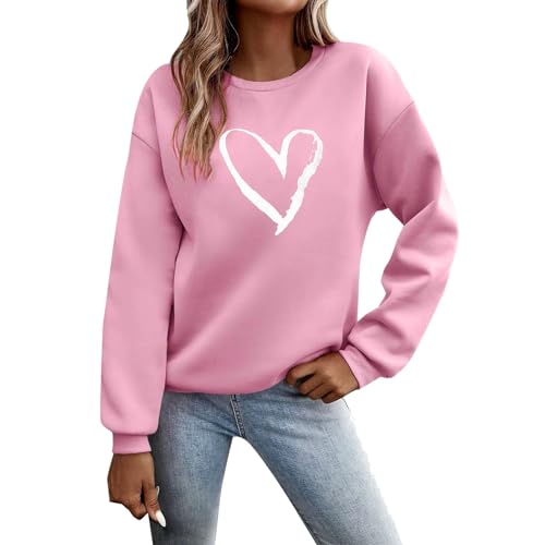 Sunnyuk Pullover Damen Herbst Sale Sweatshirt Ohne Kapuze Briefe Drucken Langarm Rundhals Pulli Winter Frauen Buchstaben Druck Locker Casual Oberteil Sport Streetwear Bluse Tops Kleidung Damen von Sunnyuk