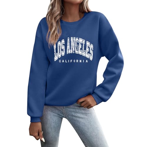 Sunnyuk Pullover Damen Herbst Sale Sweatshirt Ohne Kapuze Briefe Drucken Langarm Rundhals Pulli Winter Frauen Buchstaben Druck Locker Casual Oberteil Sport Streetwear Bluse Tops Kleidung Damen von Sunnyuk