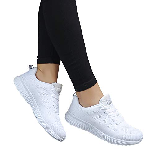 Rote Turnschuhe Damen Plateau Wettkampf Training Laufschuhe Frauen Sportschuhe Schwarz Weiße Sohle Wanderschuhe Schnürschuhe Luftkissenschuhe Schnürschuhe für Gehen Laufen Joggen Sports von Sunnyuk