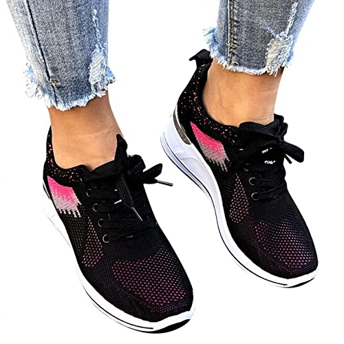 Sunnyuk Schuhe Damen Sneaker Weiß Atmungsaktiv Laufschuhe Outdoor Sportschuhe Joggingschuhe Schnürsenkel Freizeitschuhe Sport Freizeit Sneaker Fitness Straßenlaufschuhe Sommer Fitness Schuhe von Sunnyuk