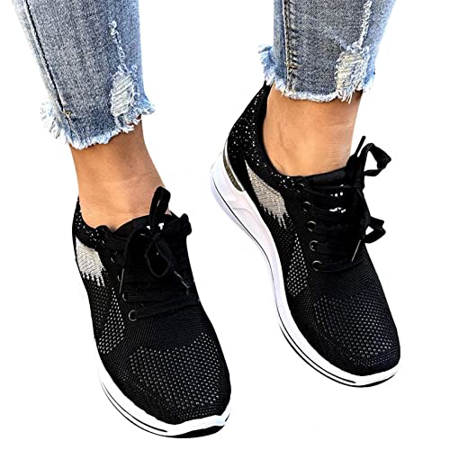 Sunnyuk Schuhe Damen Sneaker Weiß Atmungsaktiv Laufschuhe Outdoor Sportschuhe Joggingschuhe Schnürsenkel Freizeitschuhe Sport Freizeit Sneaker Fitness Straßenlaufschuhe Sommer Fitness Schuhe von Sunnyuk