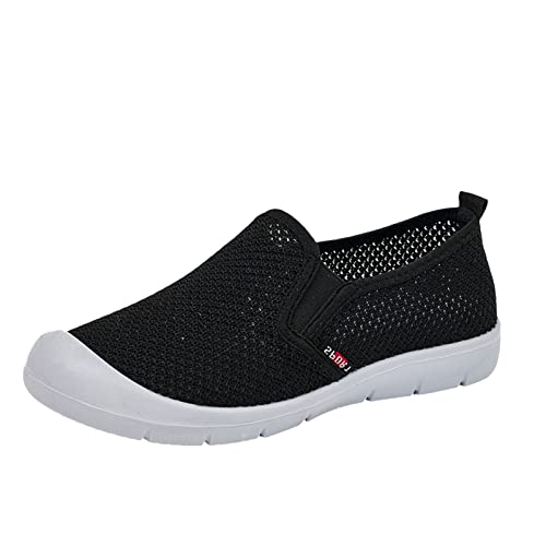 Sunnyuk Schuhe Damen Sommer 2022 Freizeitschuhe Stoff Mesh Atmungsaktiv Turnschuhe Slip On Sneaker Frühling 2022 Mode Halbschuhe rutschfeste Walkingschuhe Workout Jogging Outdoor Sportschuhe von Sunnyuk