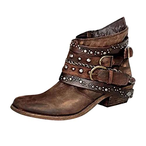 Sunnyuk Stiefeletten Damen Braun Wildleder Atmungsaktive High Heels Schuhe Chunky Fashion Retro Damen Hohe Stiefel Reißverschluss Kurze Damenstiefel Stiefeletten Damen 41 von Sunnyuk