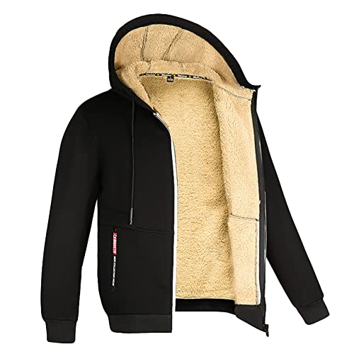 Sunnyuk Sweatjacke Herren mit Kapuze, Kapuzenjacke Herren Fleece mit Reißverschluss Warm Fleecejacke Winterjacke Dicker Teddy Sweatjacke Sweatshirt Casual Oversized Hoodie Kapuzenpullover Jacke von Sunnyuk