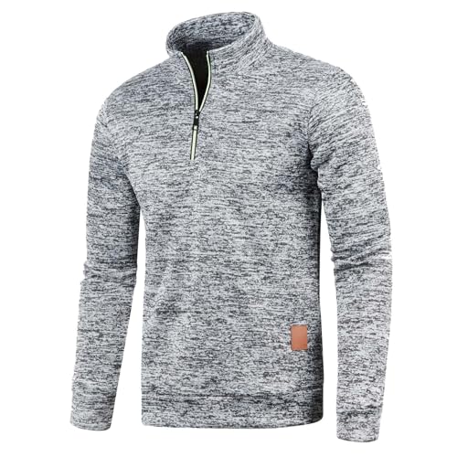 Sunnyuk Sweatshirt Herren Ohne Kapuze, Half Zip Pullover Herren Schwarz Winter Arbeitspullover Sweatshirt Herren Ohne Kapuze Oversize Sport Sweater Langarm Warm Winterpullover Pulli 4XL von Sunnyuk