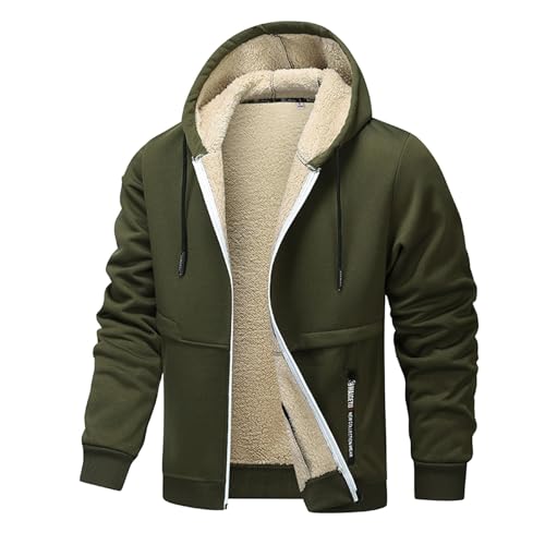 Sunnyuk Sweatshirt Jacke Herren mit Kapuze, Kapuzenjacke Herren Fleece mit Reißverschluss Warm Fleecejacke Winterjacke Dicker Teddy Sweatjacke Sweatshirt Casual Oversized Hoodie Kapuzenpullover Jacke von Sunnyuk
