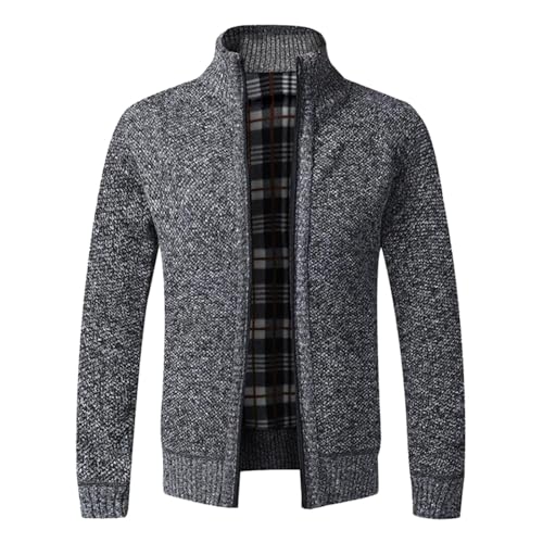 Sunnyuk Trachtenjacke Herren Janker Blau, Sweatjacke Herren Ohne Kapuze mit Reissverschluss Sportjacke Jacke Klassisch Stehkragen Trainingsjacke Strickjacke mit Taschen Übergangsjacke Freizeitjacke von Sunnyuk