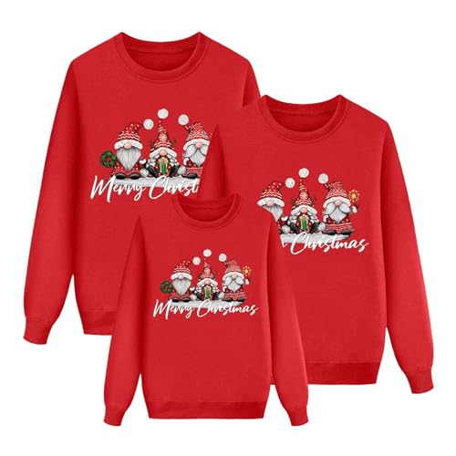 Sunnyuk Weihnachtspullover Familie Set Pullover Ugly Sweatshirt Pulli Familien Outfit Set Rentier Muster Bluse Top Weihnachtspullis Xmas Pulli Herren Damen Kinder Junge Mädchen Pärchen Winterpullover von Sunnyuk