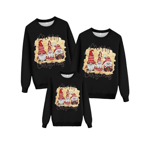 Sunnyuk Weihnachtspullover Familie Set Pullover Ugly Sweatshirt Pulli Familien Outfit Set Rentier Muster Bluse Top Weihnachtspullis Xmas Pulli Herren Damen Kinder Junge Mädchen Pärchen Winterpullover von Sunnyuk