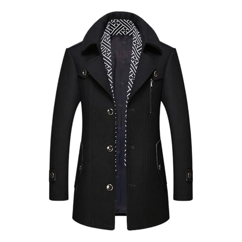 Sunnyuk Wintermantel Herren Kurz, Wintermantel Herren Slim Fit Zweiteiliger Mantel für Business Freizeit Wollmantel mit Stehkragen Peacoat Warmer Integrierter Innenjacke Kurzmantel Herrenmäntel von Sunnyuk