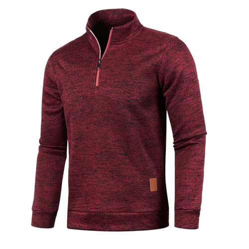Sunnyuk Winterpullover Herren Warm, Half Zip Pullover Herren Schwarz Winter Arbeitspullover Sweatshirt Herren Ohne Kapuze Oversize Sport Sweater Langarm Warm Winterpullover Pulli 4XL von Sunnyuk
