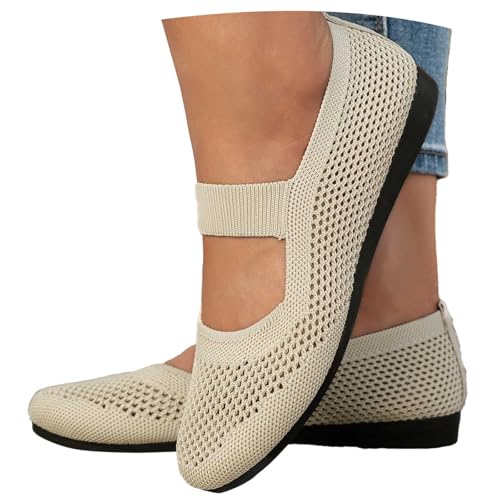 Sunnyuk ballerina schuhe damen leder rot, Ballerinas Damen Elegant Sportlich Balerinaschuhe Sommerschuhe Mittelalter Weite H Ballerina Schuhe Flache Bequem Trachtenschuhe Riemchenballerina Mädchen von Sunnyuk