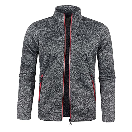 Sunnyuk leichte Jacke Herren Herbst, Sweatjacke Herren Ohne Kapuze mit Reissverschluss Sportjacke Jacke Klassisch Stehkragen Trainingsjacke Strickjacke mit Taschen Freizeitjacke Leichte Laufjacke 4XL von Sunnyuk