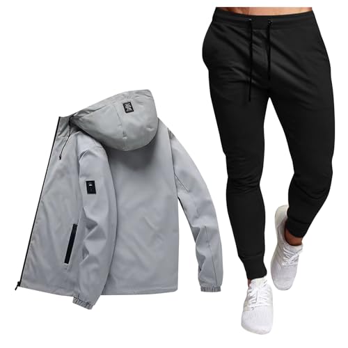 Trainingsanzug Herren 3XL, Jogginganzug Herren Set Winter Trainingsanzug Softshelljacke Wasserdicht Winddicht Warme und Jogginghose Sportanzug Casual Männer Winterjacke Set Tracksuit von Sunnyuk