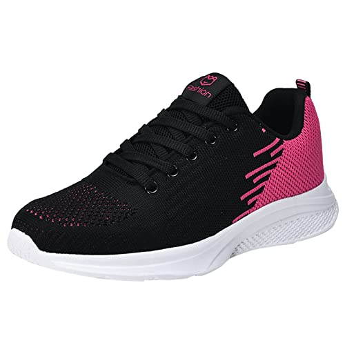 Turnschuhe Damen Schwarz Leichtgewichts Atmungsaktiv Laufschuhe Frauen Sportschuhe Weiss Wanderschuhe Schnürschuhe Cheerleading-Schuhe Halbschuhe für Outdoor Jogging Fitness von Sunnyuk