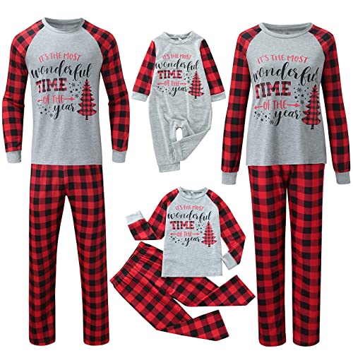 Weihnachten Schlafanzüge für Familie, Matching Weihnachts Pyjamas Set für Family, Weihnachten Pjs Set für Erwachsene Kinder, Schlafshirt Oberteil mit Hirsch Aufdurck Hose Hausanzug Sleepwear Damen von Sunnyuk