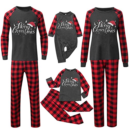 Sunnyuk Weihnachten Schlafanzüge für Familie, Matching Weihnachts Pyjamas Set für Family, Weihnachten Pjs Set für Erwachsene Kinder, Schlafshirt Oberteil mit Hirsch Aufdurck Hose Hausanzug Sleepwear von Sunnyuk