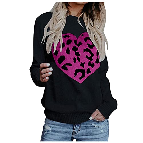 Sunnyuk Weihnachten Strickpullover Damen Winter Weihnachtspullover Lustig Prime Rundhals Pulli Sweater Strick Pullover Schwarz Oversize Herbst Winter Langarm Strickpulli Sweatshirt Langarmshirt von Sunnyuk