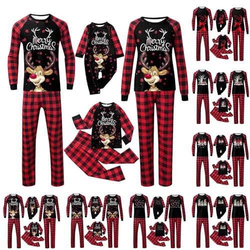 Weihnachts Pyjama Couple Family Partner Weihnachtspyjama Familie Set Schlafanzug Lang Outfit Winter Damen Herren Kinder Nachtwäsche Nachthemd Hausanzug Schlafanzüge Weihnachten Sleepwear von Sunnyuk