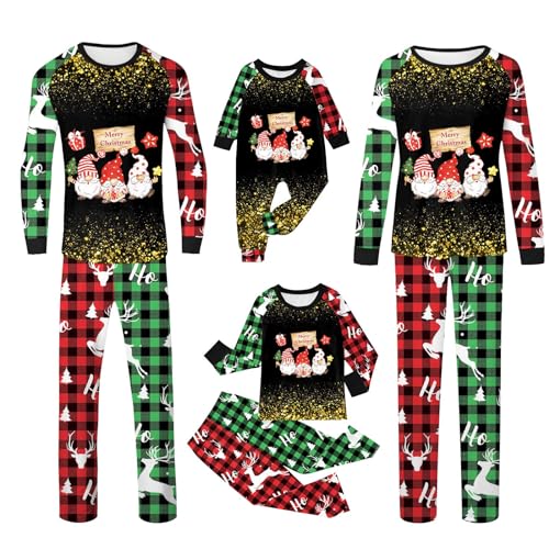 Weihnachts Pyjama Family Set, Weihnachtspyjama Familie Set, Familie Weihnachten Schlafanzug Weihnachtsmotiv Nachtwäsche Drucken Bequem Hausanzug Festlicher Weihnachtskleidung Elfe Reindeer von Sunnyuk