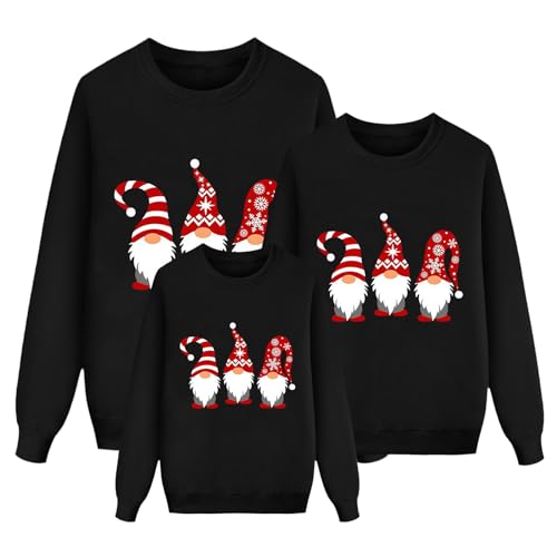 Weihnachtspullover Damen Rosa, Weihnachtspullover Familie Set Damen Herren Kinder Lustig Weihnachtspulli Ugly Christmas Sweater Rundhals mit Wichtel Weihnachts Pullover Pärchen Weihnachtsoutfit von Sunnyuk