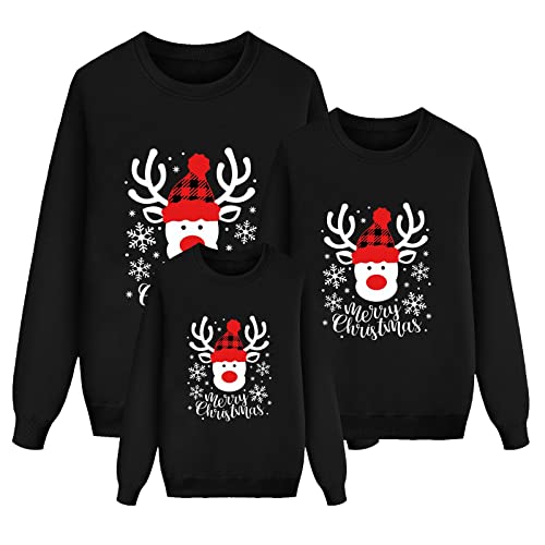 Weihnachtspullover Familie Set Pullover Ugly Sweatshirt Pulli Familien Outfit Set Rentier Muster Bluse Top Weihnachtspullis Xmas Pulli Herren Damen Kinder Junge Mädchen Pärchen Winterpullover Damen von Sunnyuk