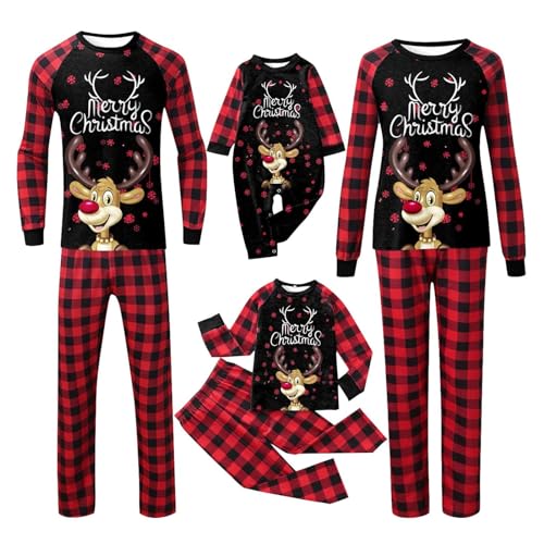 Weihnachtspyjama Familie Set: Schlafanzug Weihnachten Partner Damen Kinder Familien Outfit Set Hose Tshirt Herren Jungen Mädchen Rundhals Nachthemd Hausanzug Weihnachts Matching Pyjamas von Sunnyuk