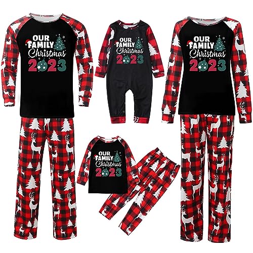 Weihnachtspyjama Familie Set: Schlafanzug Weihnachten Partner Damen Kinder Familien Outfit Set Hose Tshirt Herren Jungen Mädchen Rundhals Nachthemd Hausanzug Weihnachts Matching Pyjamas von Sunnyuk