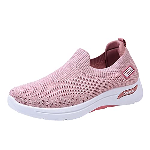 Weiße Sneaker Damen Schnürung Schuhe Mesh-Mode Outdoor-Sneakers atmungsaktiv rundum Männer Paare Woemen Sport Damen-Sneakers Sommer Damenschuhe Keilabsatz (Z1-Pink, 41) von Sunnyuk