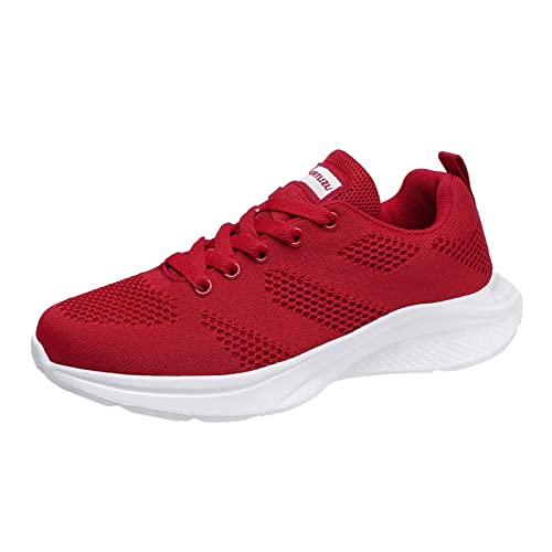 Weiße Turnschuhe Damen Leder mit Dicken Sohle Laufen Schuhe Frauen Leichte Sportschuhe Weiß Sneaker Freizeitschuhe Freizeitsportschuhe Plate Schuhe für Gehen Laufen Joggen Sports von Sunnyuk