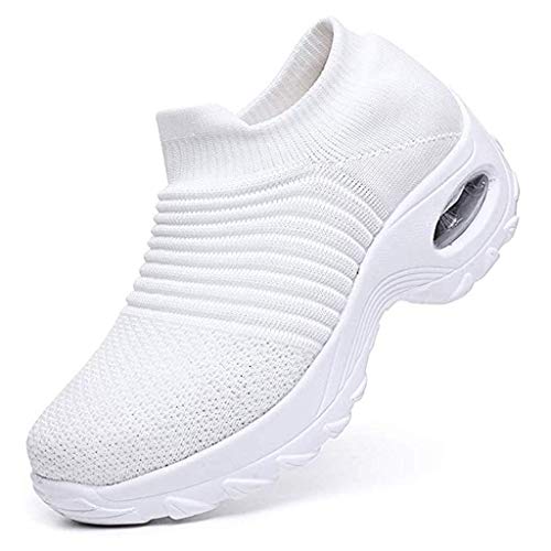 Weiße Turnschuhe Damen Stoff Leichtgewichts Atmungsaktiv Laufen Schuhe Frauen Sportschuhe Schwarz Wasserdicht Sneaker Freizeitschuhe Freizeitsportschuhe Plate Schuhe für Jogging Fitness Camper von Sunnyuk