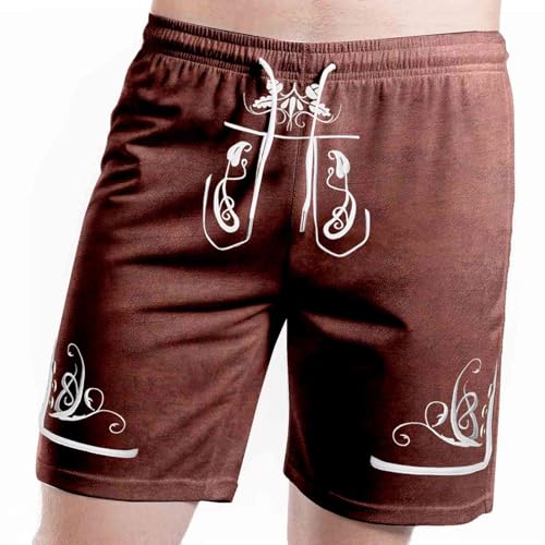 badehose herren 3xl eng, Trachten Badehose Herren Lederhosenoptik Oktoberfest Hose Trachtenhose Kurz Lustig Tracht Lederhose Jogginghose mit Kordelzug Shorts Männer Trachtenbadehose Badeshorts von Sunnyuk