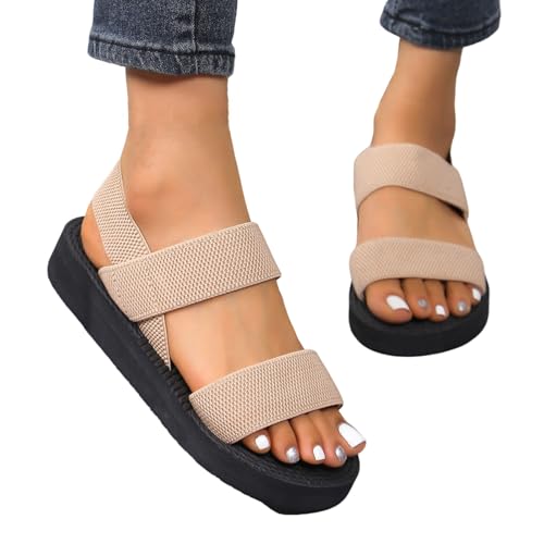 barfuß sandalen, Sandalen Damen Sommer Bequem Hausschuhe Offene Schuhe Breite Füße Schicke Latschen Sommerschuhe Elegant Slingback Barfuss Sandaletten Hanfseil Keilabsatz Damensandalen von Sunnyuk