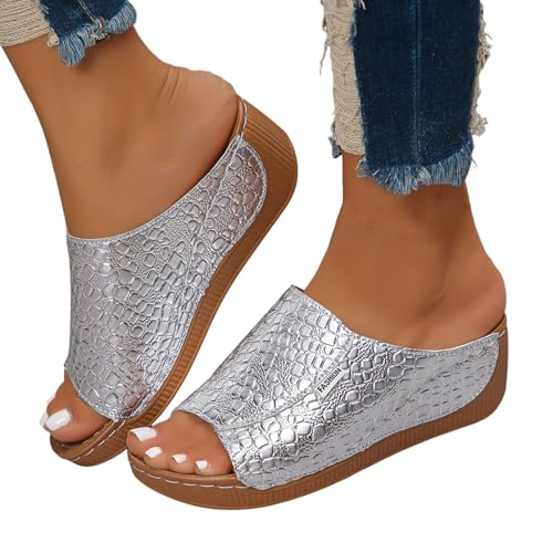 damen sandalen 39 schwarz, Vivastep Sandalen Damen - Ergonomische Rutschfeste Orthopädische Sandaletten zur Schmerzlinderung Pantoletten Platform Bequem Keilsandalen Sommer Hausschuhe Sommerschuhe von Sunnyuk