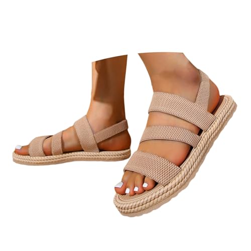 hallux valgus schuhe damen, Sandalen Damen Sommer Bequem Hausschuhe Offene Schuhe Breite Füße Schicke Latschen Sommerschuhe Elegant Slingback Barfuss Sandaletten Hanfseil Keilabsatz Damensandalen von Sunnyuk