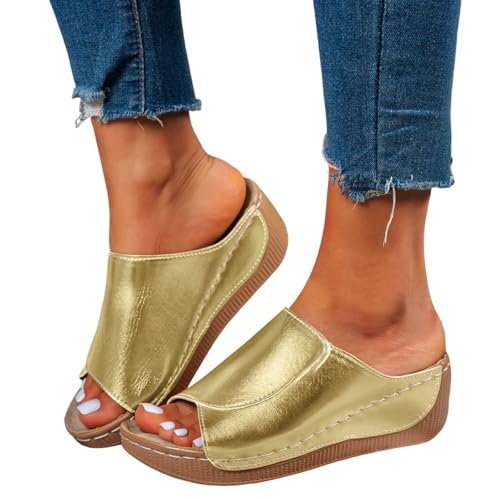 sandalen damen 40, Vivastep Sandalen Damen - Ergonomische Rutschfeste Orthopädische Sandaletten zur Schmerzlinderung Pantoletten Platform Bequem Keilsandalen Sommer Hausschuhe Sommerschuhe von Sunnyuk