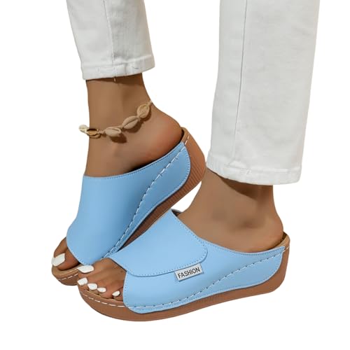 sandalen damen sommer bequem keilabsatz, Vivastep Sandalen Damen - Ergonomische Rutschfeste Orthopädische Sandaletten Pantoletten Platform Bequem Keilsandalen Sommer Hausschuhe Sommerschuhe von Sunnyuk