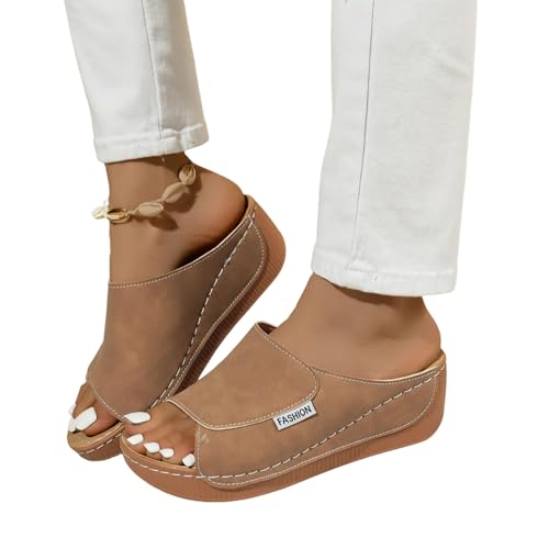 sandalen damen sommer bequem rot, Vivastep Sandalen Damen - Ergonomische Rutschfeste Orthopädische Sandaletten Pantoletten Platform Bequem Keilsandalen Sommer Hausschuhe Sommerschuhe von Sunnyuk