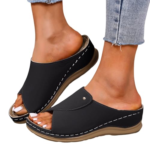 sandalen orthopädisch damen, Vivastep Sandalen Damen - Ergonomische Rutschfeste Orthopädische Sandaletten zur Schmerzlinderung Pantoletten Platform Bequem Keilsandalen Sommer Hausschuhe Sommerschuhe von Sunnyuk