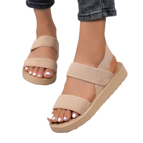 slip in sandalen, Sandalen Damen Sommer Bequem Hausschuhe Offene Schuhe Breite Füße Schicke Latschen Sommerschuhe Elegant Slingback Barfuss Sandaletten Hanfseil Keilabsatz Damensandalen von Sunnyuk