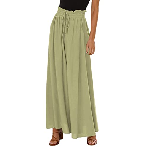 sommerhosen damen leicht und luftig, Hosenrock Damen Lang Elegant Leicht Palazzo Hose Weite Hose mit Taschen Lockere Hosen Freizeithose Sommer High Waist Sommerhose Elastisch Stoffhose Marlenehose von Sunnyuk