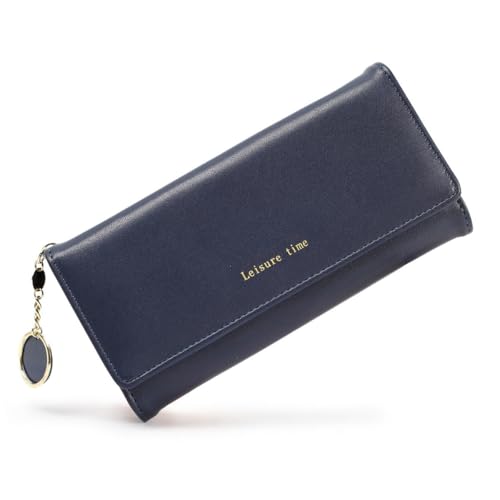 Sunphio PU Leder Damen Geldbörse, Geräumiges Trifold Design mit Kartenfächern und Münzfach, Elegante Geldbörse für den täglichen Gebrauch, S01-Blau, Modern Sunphio PU Leder Damen Geldbörse, Geräumiges Trifold Design mit Kartenfächern und Münzfach, Elegante Geldbörse für den täglichen Gebrauch, S01-Blau, Modern von Sunphio