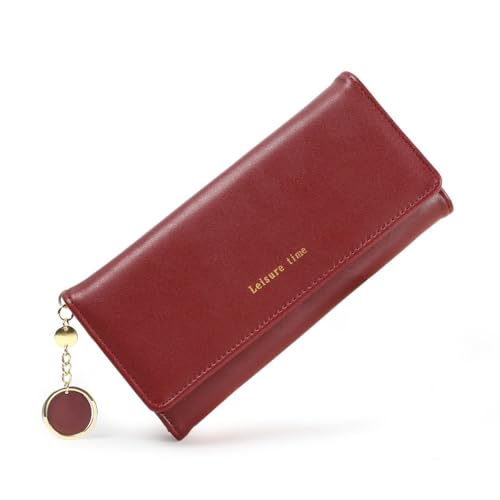 Sunphio PU Leder Damen Geldbörse, Geräumiges Trifold Design mit Kartenfächern und Münzfach, Elegante Geldbörse für den täglichen Gebrauch, S01-Rot, Modern Sunphio PU Leder Damen Geldbörse, Geräumiges Trifold Design mit Kartenfächern und Münzfach, Elegante Geldbörse für den täglichen Gebrauch, S01-Rot, Modern von Sunphio