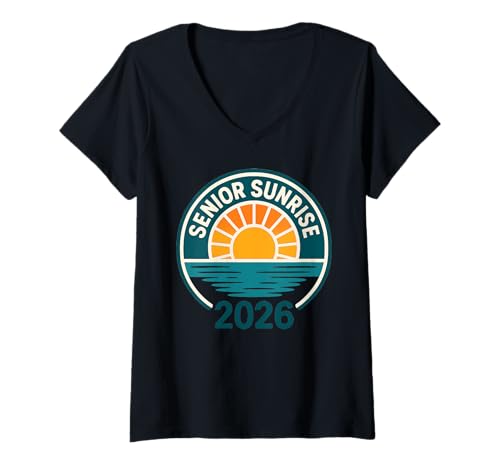 Damen Senior Sunrise Class of 2026 Ocean Sunrise Grafik T-Shirt mit V-Ausschnitt Damen Senior Sunrise Class of 2026 Ocean Sunrise Grafik T-Shirt mit V-Ausschnitt von Sunrise Class of 2026 Apparel Co