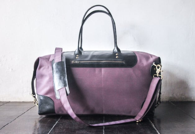 Gewachste Canvas & Leder Wochenend - Und Reisetasche Für Männer Frauen. Handgemachte Reisetasche. Jubiläumsgeschenk in Lila von SunriseNomad
