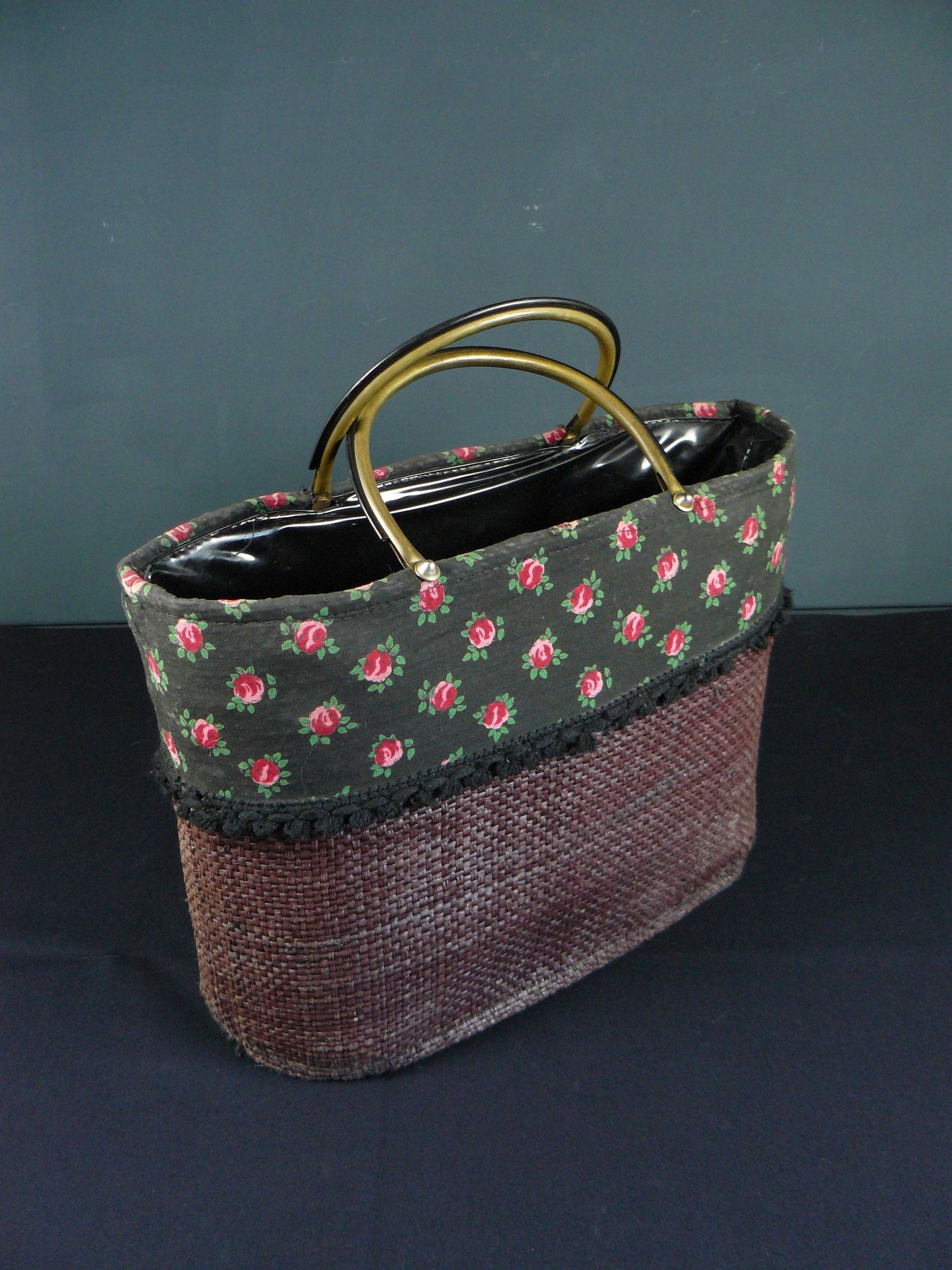 Midcentury Tasche Shopper Handtasche Messingbügel 50Er von SunriseVintageDE