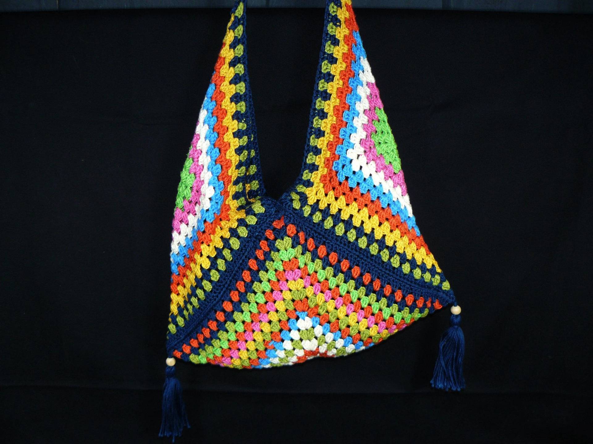 Vintage Häkeltasche Boho Umhängebeutel Handarbeit 70Er Jahre von SunriseVintageDE