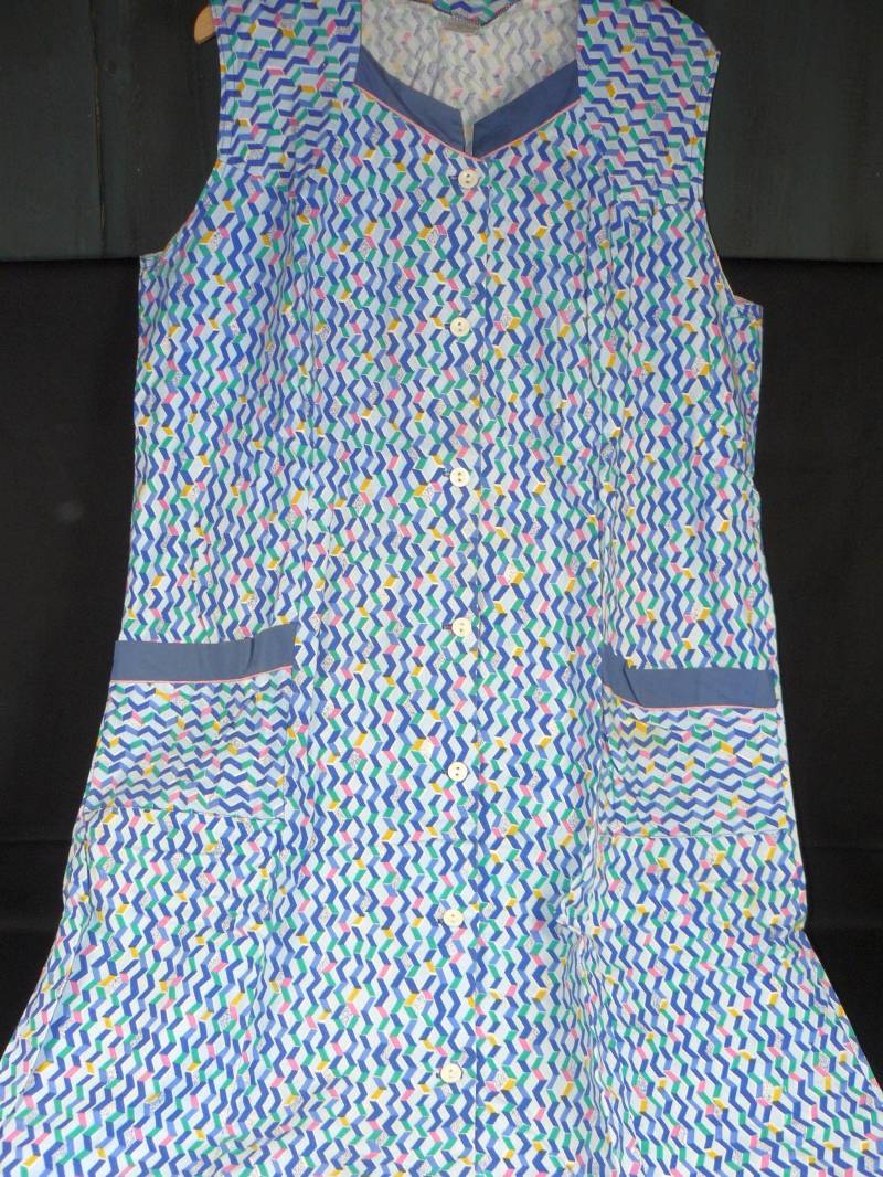 Vintage Kittelkleid Schürzenkleid Gr.48 Blau Mint 70Er Jahre von SunriseVintageDE