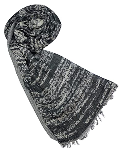 Sunsa Damen/Herren Schal, weich Winter Halstuch aus Baumwolle & Viskose. Große Unisex Herbst Winterschal. Tücher & Schals als Geschenkidee für Männer oder Frauen(schwarz/grau) von Sunsa